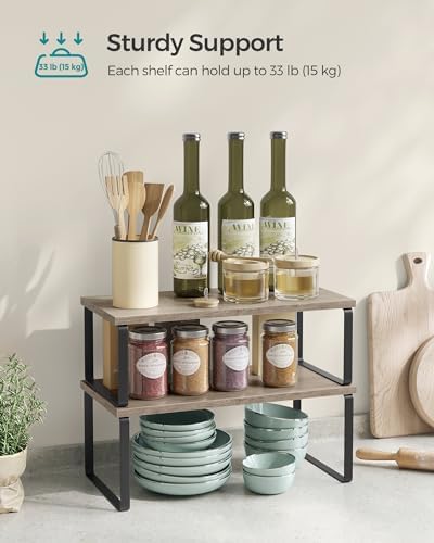 SONGMICS Cabinet Organizer Shelf, Set of 2 Spice Rack, Kitchen Storage