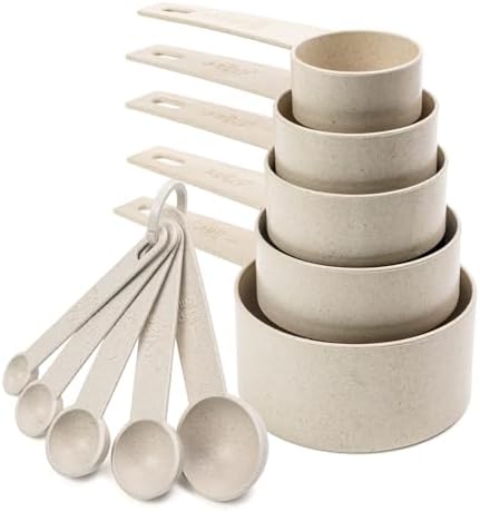 Beille Cream Wheat Straw 10PC Measuring Cups Spoons Set