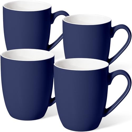 Large Ceramic Coffee Mugs Set of 4 16oz(475ml) Tea Cups Gift Dark Blue