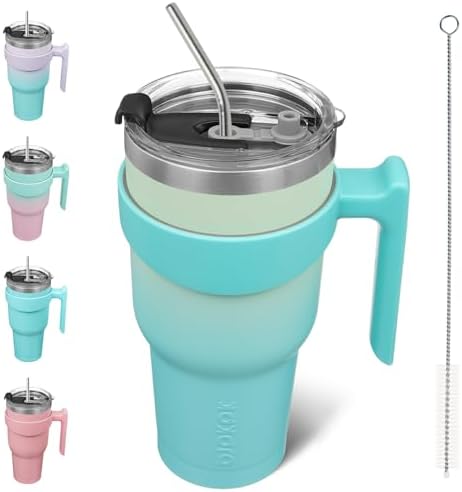 BJPKPK 40 oz Tumbler with Handle & Straw, Insulated Stainless Steel Mug