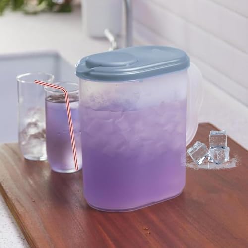 2-Pack Water Pitcher with Lid & Pivot Top Spout 1 Gallon Pitcher - Gray