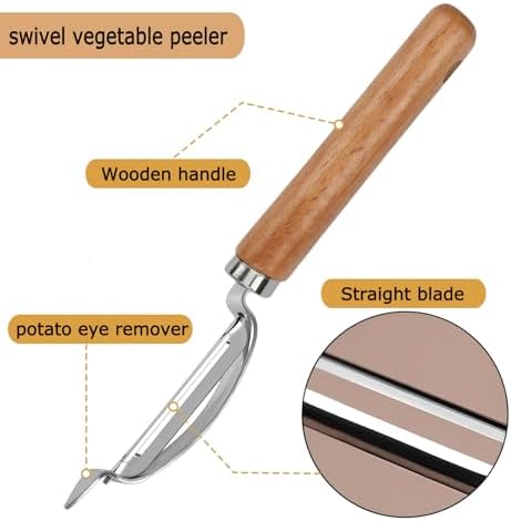 Vegetable Peeler, Stainless Steel Blade Potato Peeler with Wood Handle, Fruit Peeler for Carrot, Apple, Veggie, Kitchen Gadget for Easy Peeling
