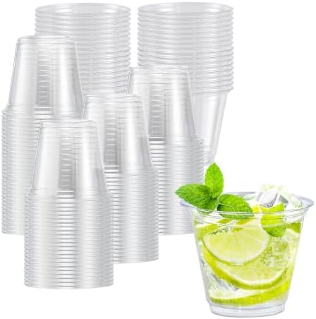 Lamosi 100 Pack 9 oz Clear Plastic Cups Disposable Cups