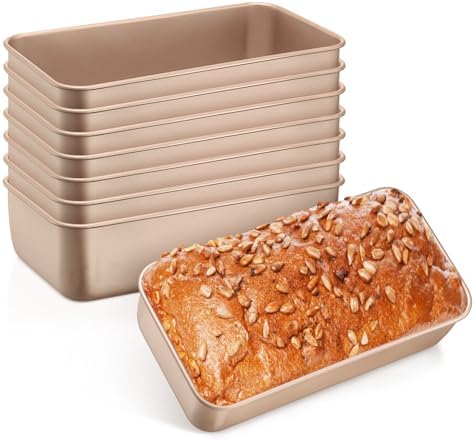 Leonyo 8 Pack Non-Stick 9x5IN Stainless Steel Bread Loaf Pan, Rose Gold