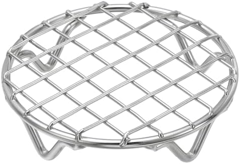 uxcell Round Cooking Rack 3.9 Inch Dia Stainless Steel Wire Cooling Steamer Rack for Baking Canning Cooking Roasting Cooling Grilling Drying, Silver
