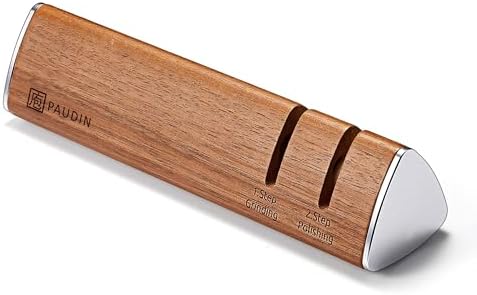 PAUDIN Kitchen Knife Sharpener, Walnut Kitchen Sharpener for Knives