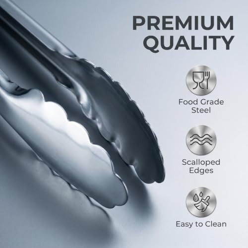 Serving Tongs Kitchen Tongs, Set of 3, 9 Inch and 12 Inch, for Home, Kitchen, Restaurant, Dinner