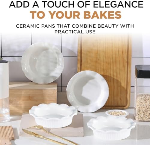 Aunt Shannon's Kitchen White Ceramic Mini Pie Pans, Set of 4