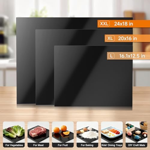 Black Cutting Boards for Kitchen, Acrylic Cutting Board with Counter Lip Countertop Protector, Non-Slip Tablas Para Picar Cocina, Kitchen Decor Apartment Essentials House Warming Gifts(20"x16")