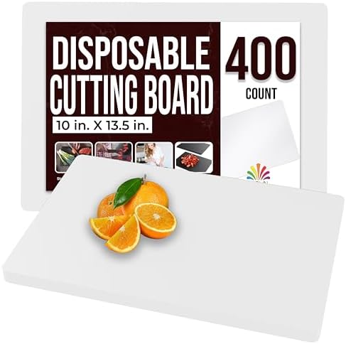 Crown Display Disposable Cutting Boards for Kitchen 400 Count White Cutting Board 10 Inch X 13.5 Inch Flexible Cutting Boards For Kitchen ~ Patent Pending ~ Recyclable Disposable Cutting Board Sheets
