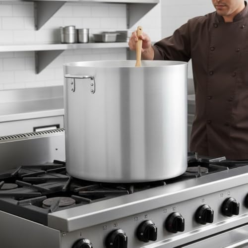 TrueCraftware- 100 qt. Heavy-Duty Aluminum Stock Pot with Riveted Handle 6mm Thickness- Multipurpose Pot Cookware Large Stockpot For Cooking Simmering Soup Stock Home Kitchen