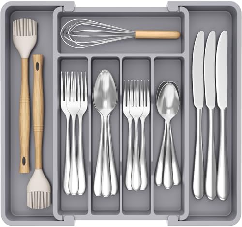 Lifewit Expandable Silverware Drawer Organizer, Kitchen Utensil Tray