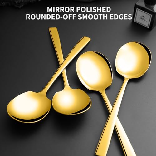 4 Piece Serving Spoons Set, 9.2-Inch Includes 4 Large Spoons,Gold