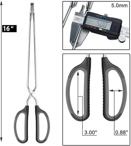 HINMAY Scissor Tongs 16" Extra Long Stainless Steel Barbecue Grilling Tongs