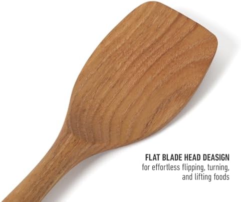 Calphalon Prime Solid Turner, 13-Inch Teak Wood Kitchen Spatula, Wooden Flipping Turner for Nonstick Cookware, Heat-Resistant Moisture-Resistant Cooking Tool