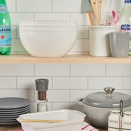 US Acrylic Vista White Plastic Salad and Serving 10-inch Bowls | set of 3 | Reusable, BPA-free, Made in the USA | 135 oz. capacity
