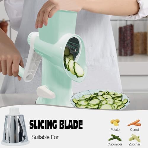 Cheese Grater with Handle,Multifunctional Rotary Cheese Grater