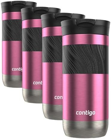 Contigo Byron 2.0 Travel Mug 16 oz Azalea,(Pack of 4)