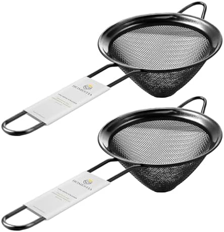 Homestia 2 Pcs Stainless Steel Fine Mesh Strainer, Cocktail Strainer, Black