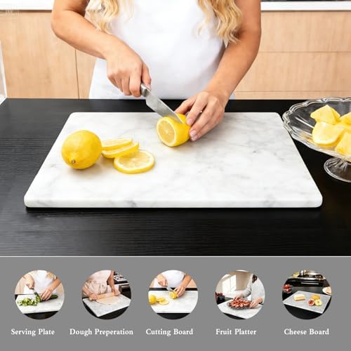 Marble Cutting Board for Kitchen 16×12 Inch Italian Carrara White
