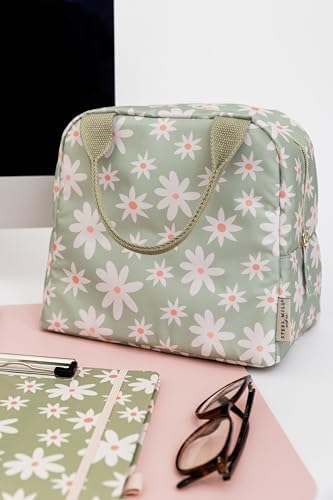Steel Mill & Co. Insulated Lunch Tote Bag for Women, Daisy Floral Green