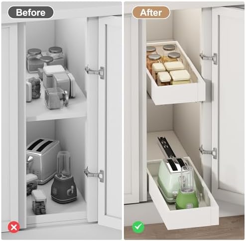 Fokyfok 2Pc Pull out Cabinet Organizer,7"-11"W,17"-24"D,Expandable