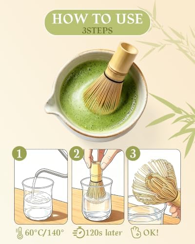 Matcha Whisk, Bamboo Matcha Whisk - 1-Pack 76-Prong