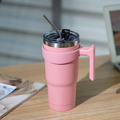 BJPKPK 30 oz Tumbler with Handle & Straw, Insulated Stainless Steel Mug