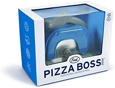 Genuine Fred PIZZA BOSS 3000, Circular Saw Stainless Steel Pizza Wheel, Great Gift for Guys and Pizza Lovers, Easy to Clean with Removable Shield - White Elephant Gift - Fun Kitchen Gadget