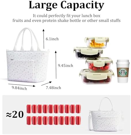 Lunch Bag for Women Adult Large Insulated Lunch Box Girl Cute Corduroy Lunch Tote Bags Reusable Leakproof Cooler Work Picnic