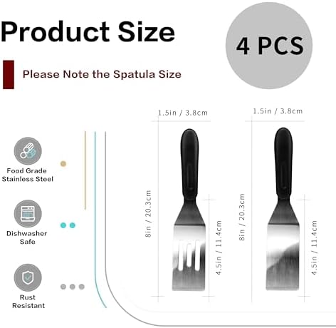 Small Spatula Mini Stainless Steel Serving Metal Spatula Set of 4
