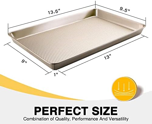 Quarter Sheet Baking Pan Nonstick - HONGBAKE Commercial Cookie Sheet for Baking with Diamond Texture Surface, 57% Thicker Carbon Steel 9 x 13 Baking pan