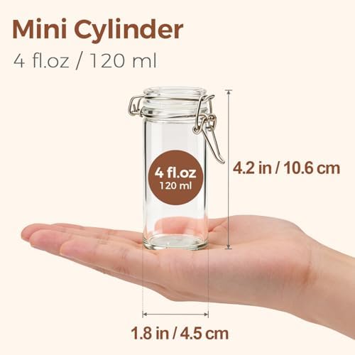 ComSaf Small Glass Spice Jars with Airtight Lids 4 oz 6 Pack with Labels