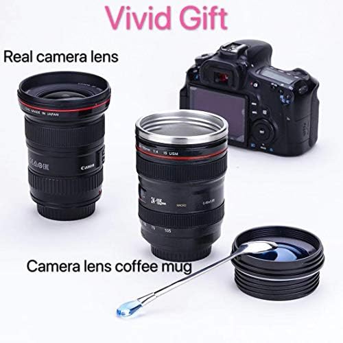 Chasing Y Camera Lens Coffee Mug -Thermal Tumbler Insulated Iced Cup with Spoon,13.5 OZ hot Coffee mug Gift for Him, Her,Mom,Dad Gifts, Photography, Friends,Camera accessories,Travel,School