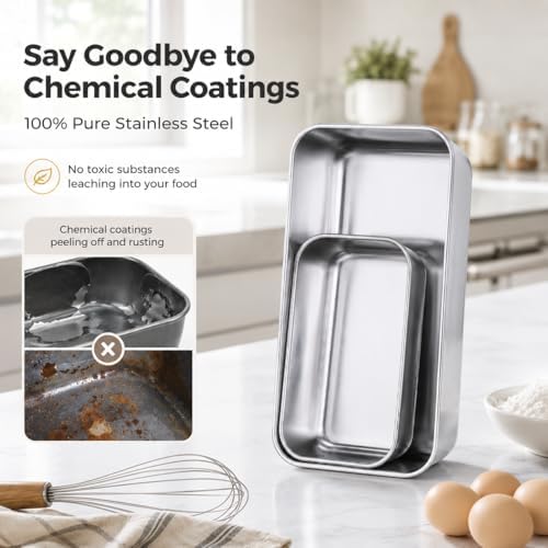 LIANYU Loaf Pan Set, 9x5Inch Bread Pans & 6.3x3.5Inch Mini Bread Baking Pan