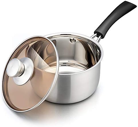 TeamFar Saucepan with Lid, 2 qt Sauce Cooking Pot Milk Pan Stainless Steel