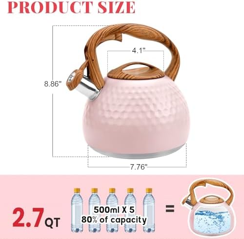 GGC Whistling Tea Kettle for Stove Top, 3.2QT/3L Stainless Steel Tea Kettle