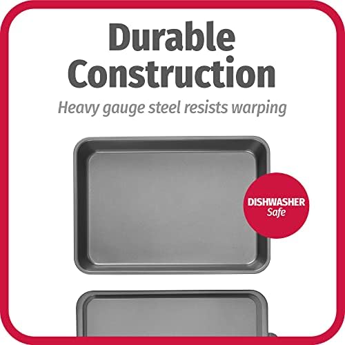 GoodCook Everyday Baking Pan with Metal Lid Nonstick Warp-Resistant Heavy-Gauge Steel Construction Even-Heating Oblong Cake Pan with Solid Oven-Safe Cover, Gray, 9 x 13 inches (Pack of 8)