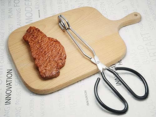 HINMAY 10-Inch Heavy Duty Stainless Steel Kitchen Scissor Tongs, Set of 2