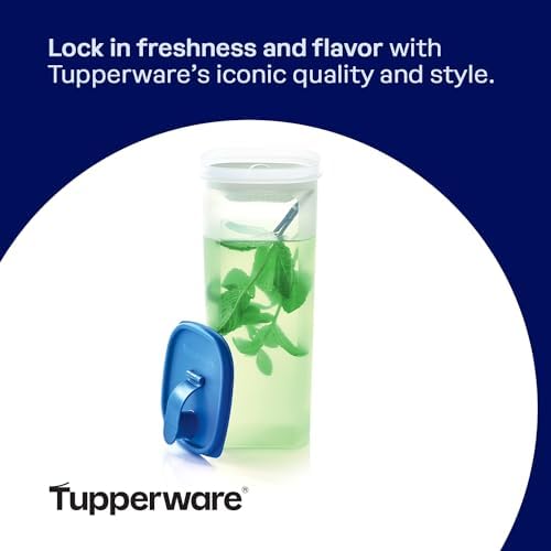 Tupperware Slim Line 2-Pitcher Set in Blue, Dishwasher Safe and BPA Free (2L / 8.4 Cups, Set of 2)