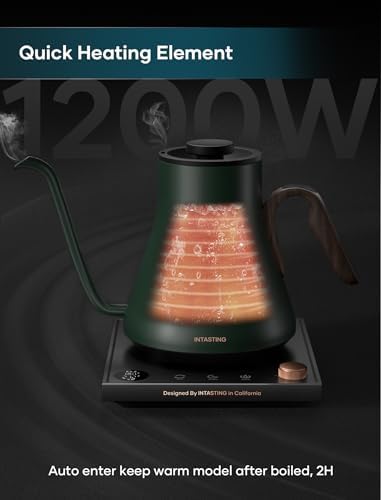 INTASTING Gooseneck Electric Kettle with ±1℉ Temperature Control, 0.9L