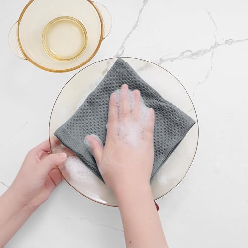 Homaxy 100% Cotton Waffle Weave Kitchen Dish Cloths 24-Pack, Grey