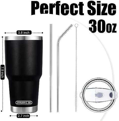 D·S 30 oz Black Tumbler with Straw and Lid Insulated Travel Coffee Mug
