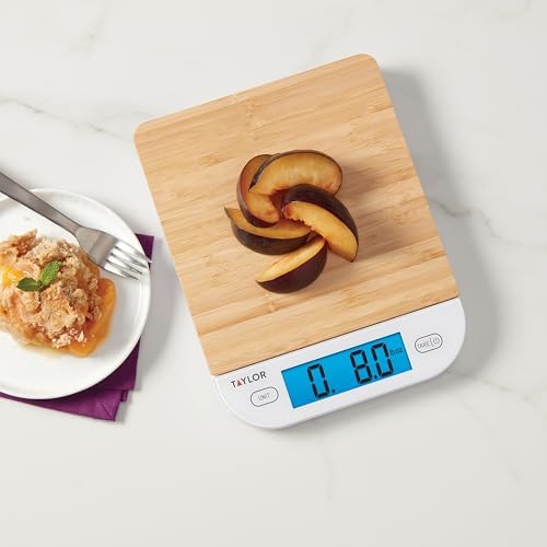 Taylor Bamboo Digital Backlit Kitchen Scale - 15 lb Max Capacity