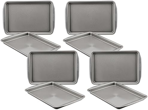 Circulon Bakeware Nonstick Cookie Pan Set (9" x 13" & 10" x 15"), Cookie Sheets for Baking, 2-Piece, Gray (Pack of 4)