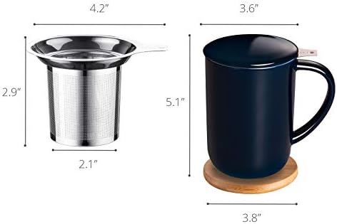 CEEFU 16oz Porcelain Tea Mug with Infuser, Lid and Coaster