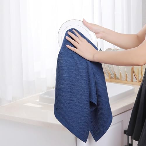 Homaxy 100% Cotton Waffle Weave Kitchen Dish Towels 6-Pack, Navy Blue