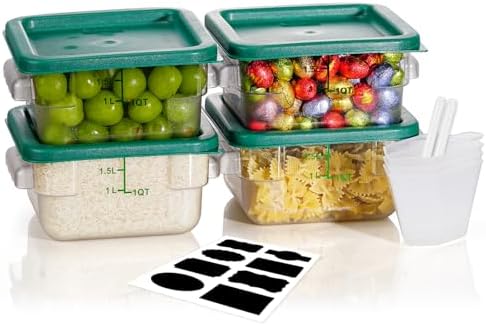 2QT 4PCS NSF Commercial Clear Food Storage Containers with Lids(GREEN)