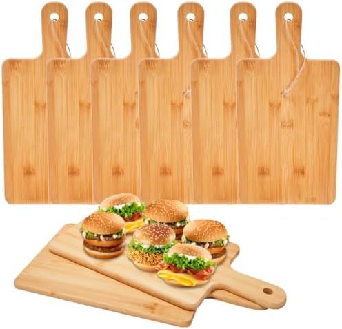 6pcs Wood Cutting Boards Bulk with Handle for Kitchen, 15x7 inch