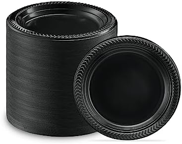 PLASTICPRO 800 PCS Black Plastic Plates Light Weight 6 Inch Plastic Dessert Plates Black Plates Disposable for Party and Wedding